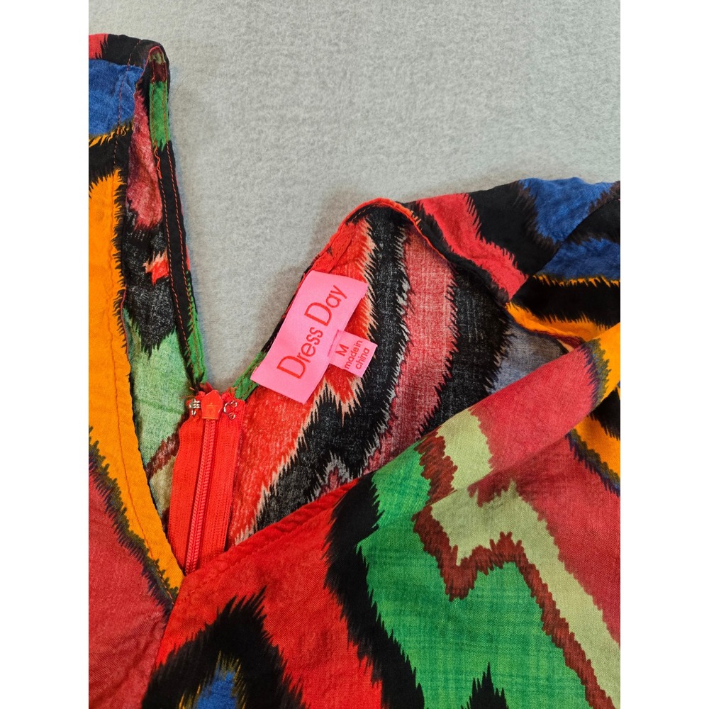 Dress Day Jumpsuit Women Medium Multicolor Ikat Chevron Boho V-Neck D - Picture 4 of 9